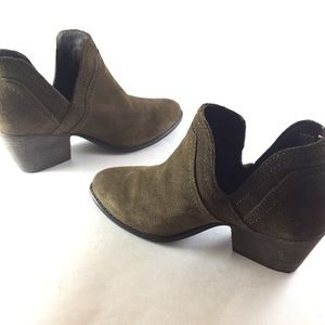 Steve Madden Aliee Ankle Booties Womens Olive Brown Suede Leather Sz 8.5